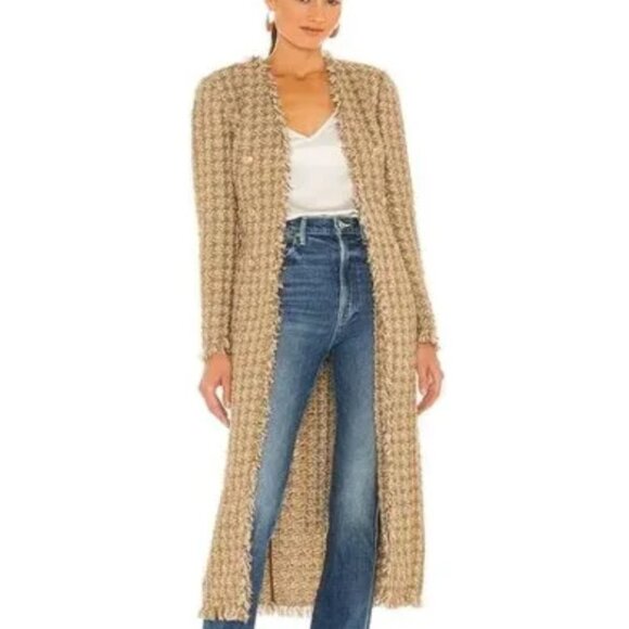 Elie Tahari Metallic Gold Tweed Long Coat Size Small NWT - Picture 1 of 8